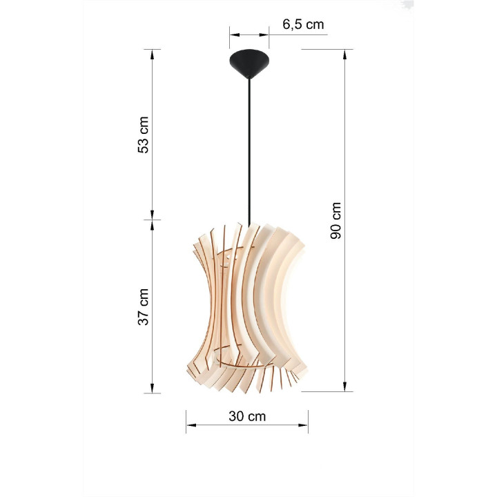 Lampa wisząca Sollux Ligthing Elza, 40cm, E27 1x60W, czarny/naturalne drewno
