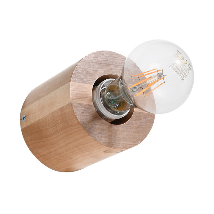 Plafon Sollux Ligthing Salgado, 10cm, okrągły, E27 1x60W, naturalne drewno
