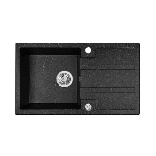 Zlewozmywak granitowy, 1 komora z ociekaczem, Laveo - czarny