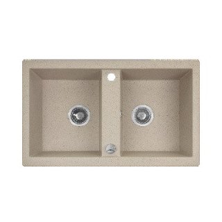 Zlewozmywak granitowy, 2 komory, Laveo - beżowy