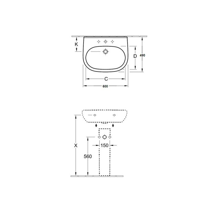 Umywalka Villeroy & Boch O.Novo 600x490 mm z przelewem- sanitbuy.pl