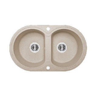 Zlewozmywak granitowy, 2 komory bez ociekacza, Laveo Dafne - beżowy