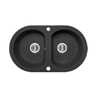 Zlewozmywak granitowy, 2 komory bez ociekacza, Laveo Dafne - czarny