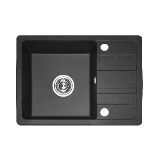 Zlewozmywak granitowy, 1 komora z półociekaczem, Laveo Stella - czarny
