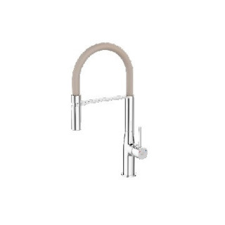 Bateria zlewozmywakowa stojąca z wylewką U, wylewka 200mm, Laveo Polla - beż/chrom