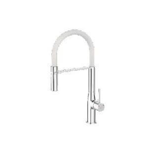 Bateria zlewozmywakowa stojąca z wylewką U, wylewka 200mm, Laveo Polla - biała/chrom