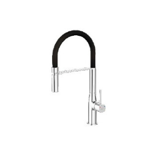 Bateria zlewozmywakowa stojąca z wylewką U, wylewka 200mm, Laveo Polla - czarna/chrom