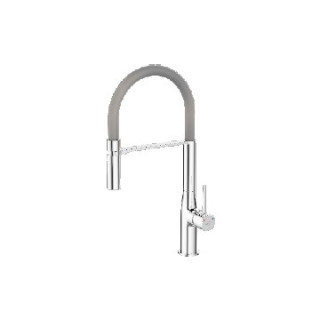 Bateria zlewozmywakowa stojąca z wylewką U, wylewka 200mm, Laveo Polla - szara/chrom