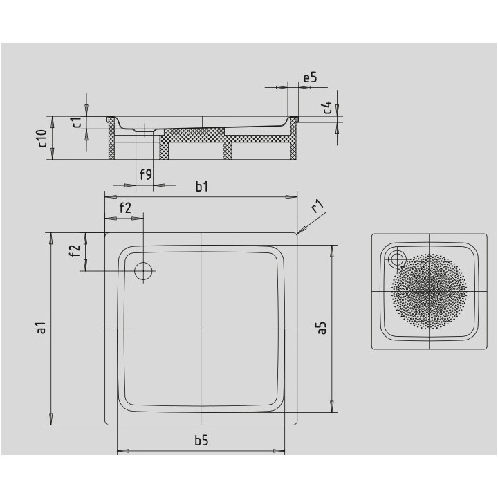 Brodzik kwadratowy Kaldewei KA Duschplan 545-1, 90x90cm, stal emaliowana, powierzchnia antypoślizgowa, biały