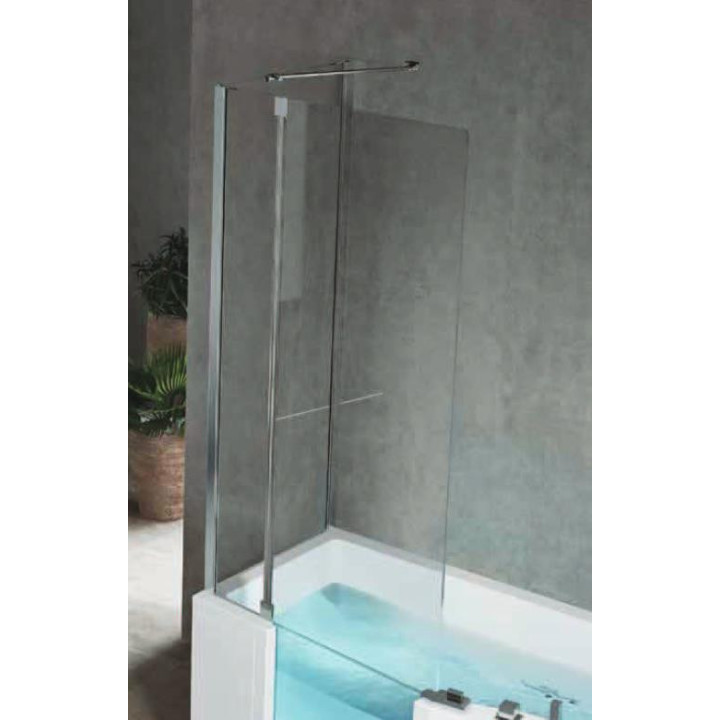 Parawan nawannowy Iris Comby, wysokość 86x150 cm, wersja lewa, profil chrom, szkło przejrzyste