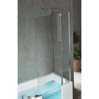 Parawan nawannowy Iris Comby 2 80x150 cm, wersja lewa, profil chrom, szkło przejrzyste mocowany do ściany (2 elementy) + Fixe 70