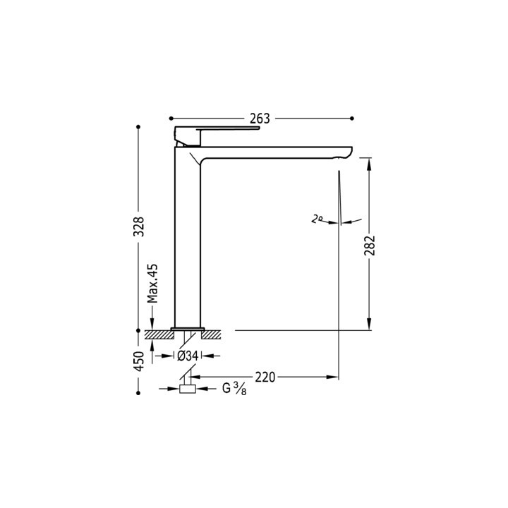 Tres Loft Colors bateria umywalkowa złoty matowy wysokość328 MM