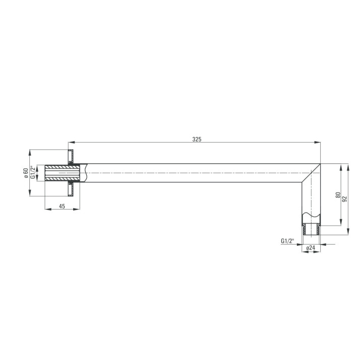 Ramię deszczownicy Deante Cascada, ścienna, 325mm, okrągła, czarny