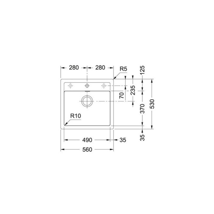 Zlewozmywak Franke 1-komorowy Sirius SID 610 Tectonite 56x53cm wbudowywany - biały polarny