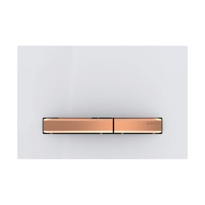 Przycisk uruchamiający Geberit Sigma21, spłukiwanie dwudzielne, szkło, biały/czerwone złoto