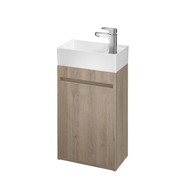 Set B107, szafka Cersanit Crea z umywalką Crea 40, wisząca, 1 drzwi, zmontowana, szary matowy