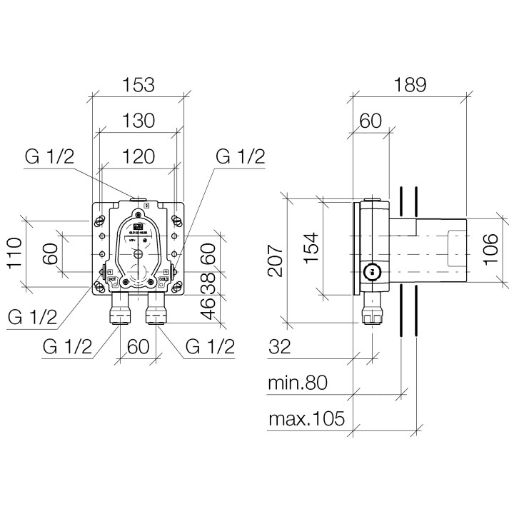 Element podtynkowy Dornbracht, dla baterii jednouchwytowej