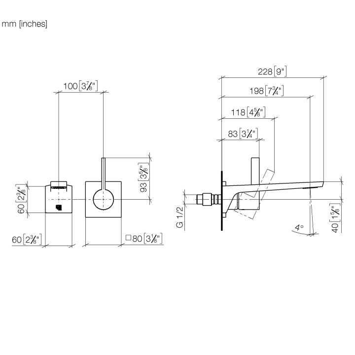 Bateria umywalkowa Dornbracht CL.1, podtynkowa, wylewka 198mm, polerowany chrom