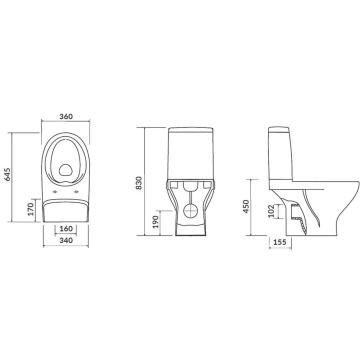 Kompakt WC Cersanit Moduo CleanOn, bezkołnierzowa miska, 64,5x35,6cm, deska slim wolnoopadająca, odpływ poziomy, doprowadzenie w