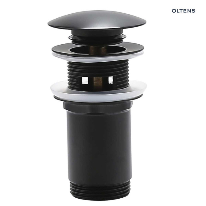 Korek klik-klak Oltens Halsa, do umywalki, G 1 1/4, przelew, czarny mat