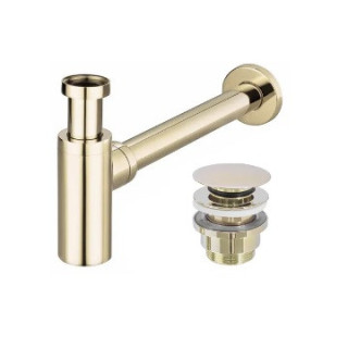 Syfon umywalkowy z korkiem klik-klak REA, uniwersalny - złoty