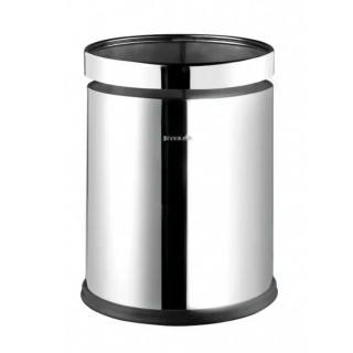 Kosz na śmieci Stella, otwarty, okrągły, 10 litrów, stal polerowana