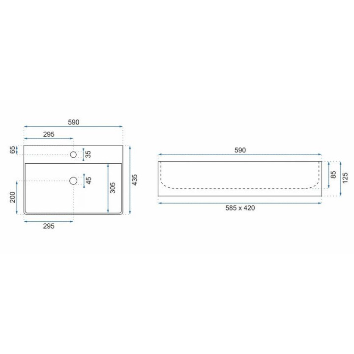 Umywalka REA Demi Slim, nablatowa 51x39x13,5 cm