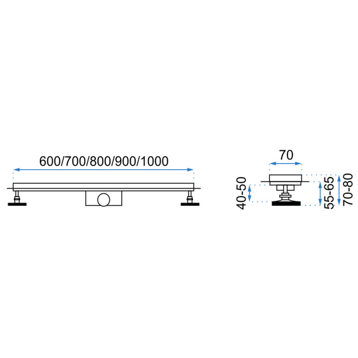 Odpływ liniowy Rea Neo Pro, 70cm, zestaw 2w1, czarny mat