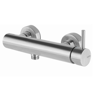 Bateria wannowa Vema Tiber Steel, natynkowa, 2 wyjścia wody, wylewka 202mm, zestaw natryskowy, stal nierdzewna inox