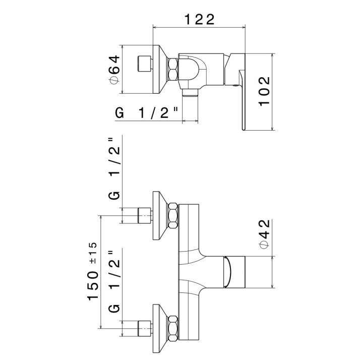 Bateria wannowa kompletna Vema Timea, natynkowa, 2 wyjścia wody, zestaw natryskowy, chrom