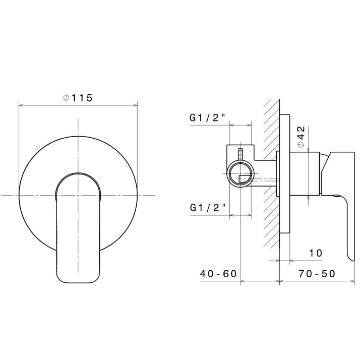 Bateria natryskowa Vema Timea, podtynkowa, jednouchwytowa, chrom