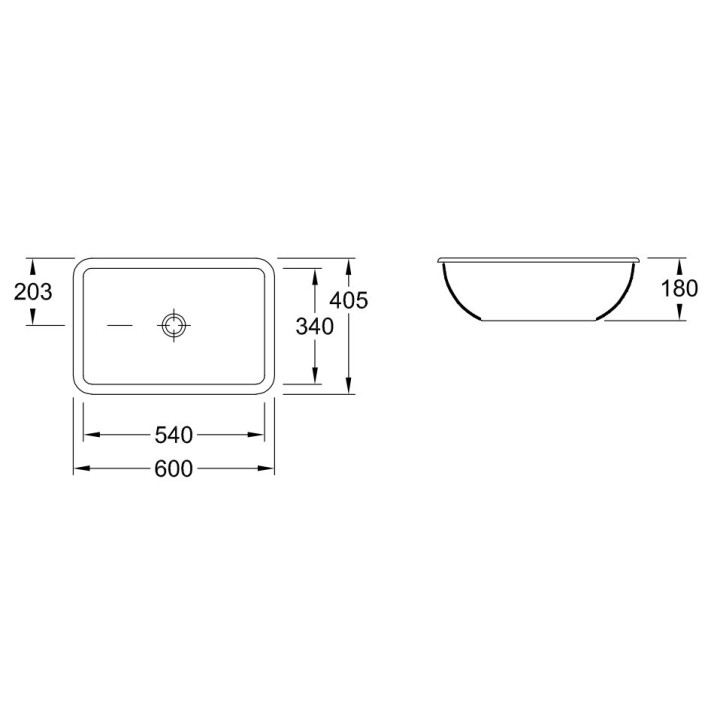 Umywalka podblatowa Villeroy&Boch Loop&friends prostokątna 54x34cm  CeramicPlus, Weiss Alpin bez przelewu