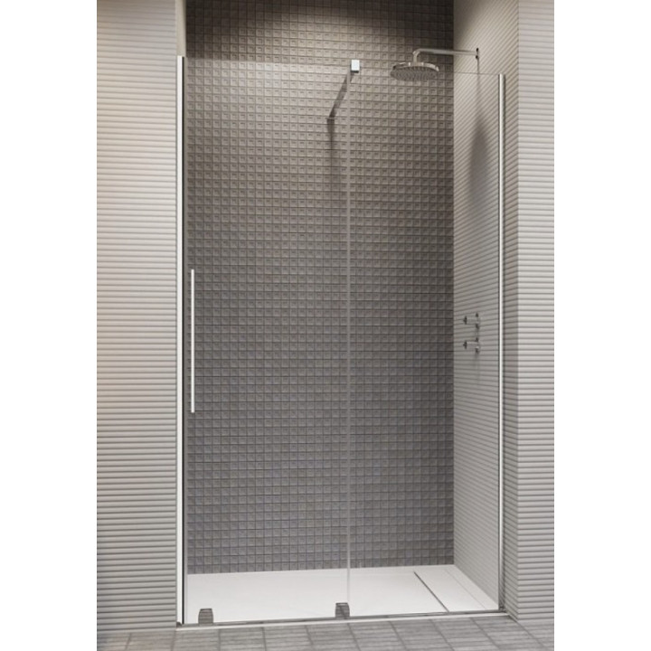 Drzwi przesuwne walk-in Radaway Furo Gold, lewe, ze ścianką, 160x200cm, szkło przejrzyste, profil złoty