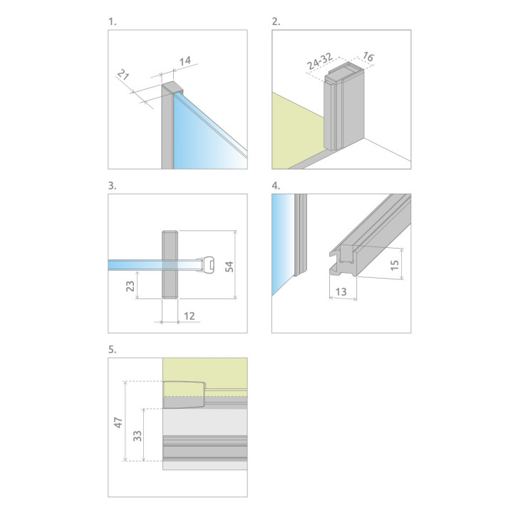 Drzwi przesuwne walk-in Radaway Furo Gold, lewe, ze ścianką, 160x200cm, szkło przejrzyste, profil złoty