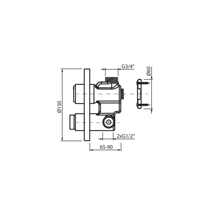 Bateria czasowa natryskowa Vedo Magnetic, podtynkowa, regulacja temperatury, chrom