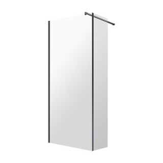 Kabina prysznicowa walk-in Omnires Marina, 90x30cm, ze ścianką boczną, szkło transparentne, profil czarny mat