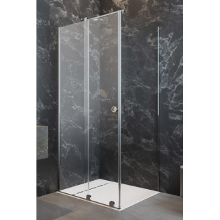 Front kabiny Radaway Furo Black KDJ 90, wersja lewa, ze ścianką, 90x200cm, drzwi przesuwne, szkło przejrzyste, profil czarny