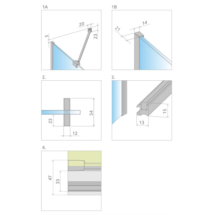Parawan nawannowy Radaway Furo Gold PND II, prawy, szkło przejrzyste, 100x150cm, przesuwny, złoty profil