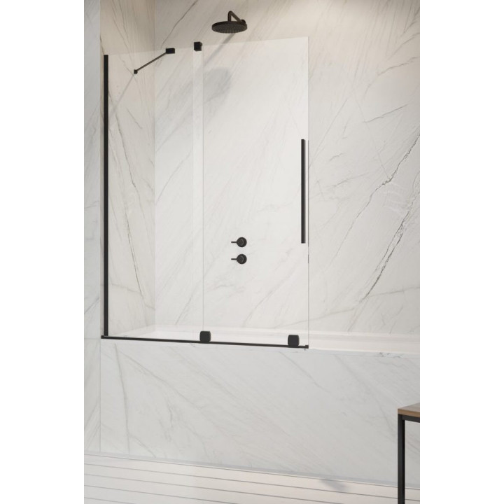 Parawan nawannowy Radaway Furo Gold PND II, prawy, szkło przejrzyste, 100x150cm, przesuwny, złoty profil