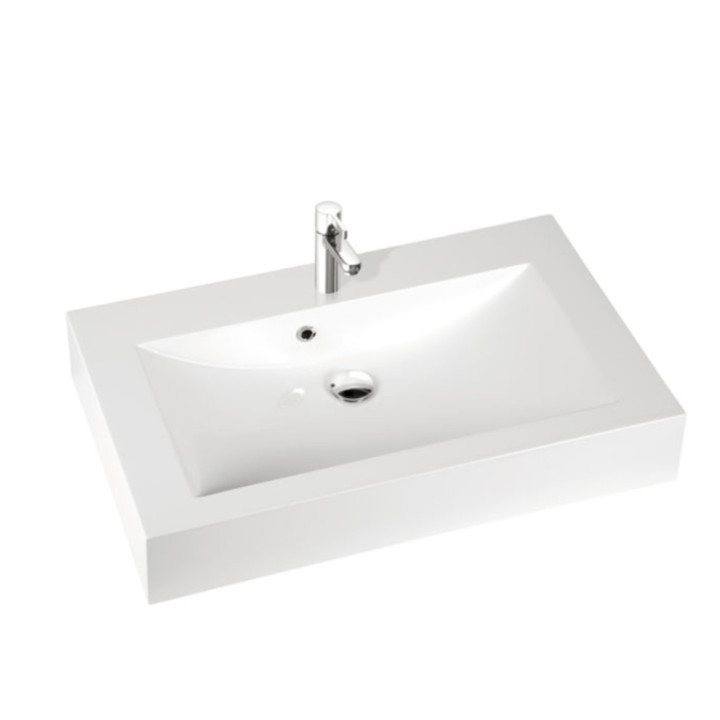 Umywalka nablatowa Marmorin Aron, 61x44cm, bez przelewu, biały połysk