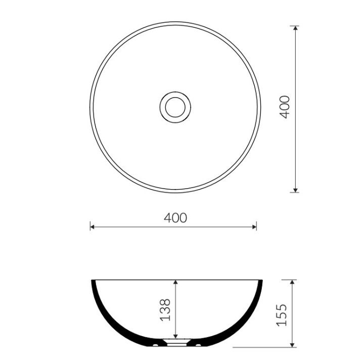 Umywalka nablatowa Marmorin Tinette, 37,4x29,7cm, bez przelewu, biały połysk