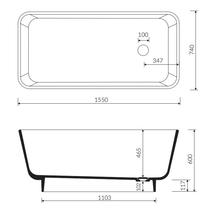 Wanna wolnostojąca Marmorin Wila I, 180x80cm, bez przelewu, biały połysk