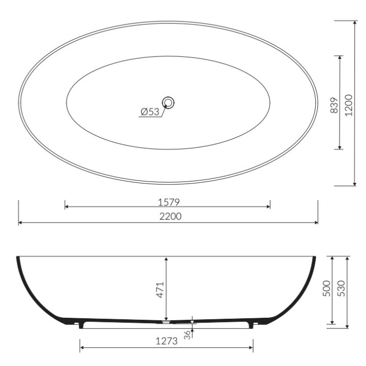 Wanna wolnostojąca Marmorin Balta z czarnym panelem, 155x74cm, bez przelewu, biały połysk