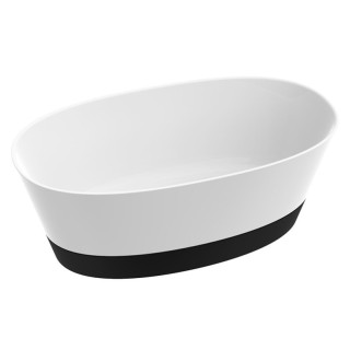 Wanna wolnostojąca Marmorin Duo II z białym panelem, 150x80cm, bez przelewu, biały połysk