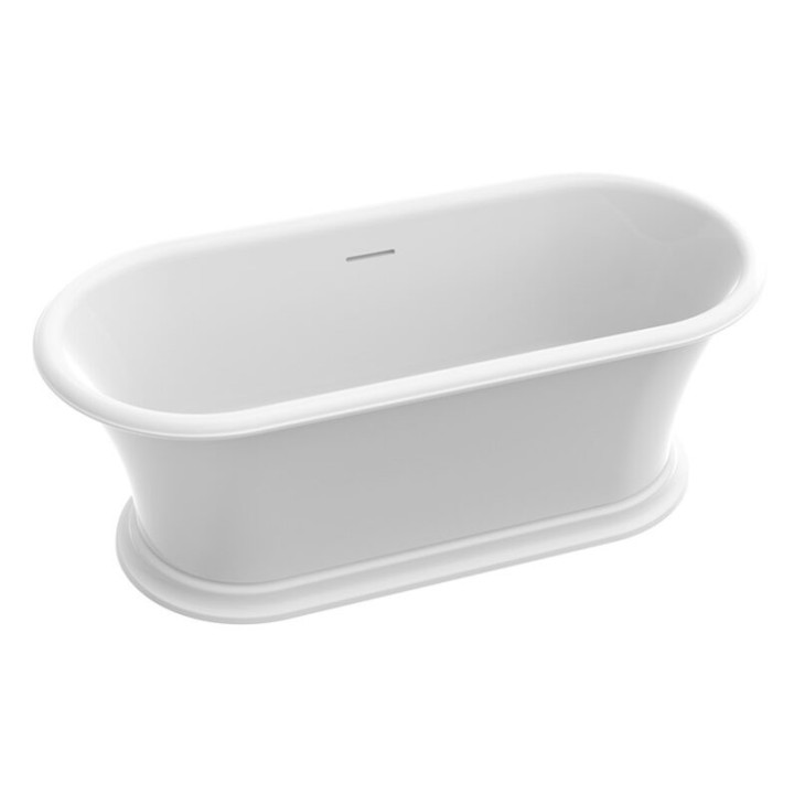 Wanna wolnostojąca Marmorin Edward z panelem, 165x75cm, bez przelewu, biały połysk