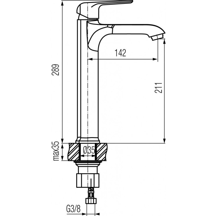 Bateria umywalkowa Valvex Aurora, stojąca, wysokość 289mm, perlator Mikado, chrom