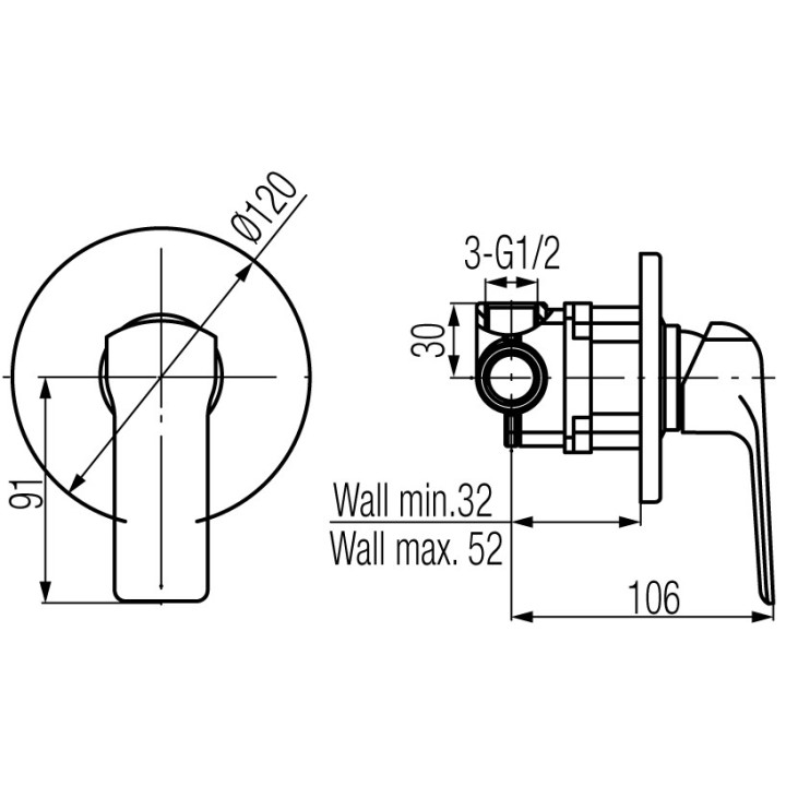 Bateria natryskowa Valvex Aurora, podtynkowa, jednouchwytowa, chrom