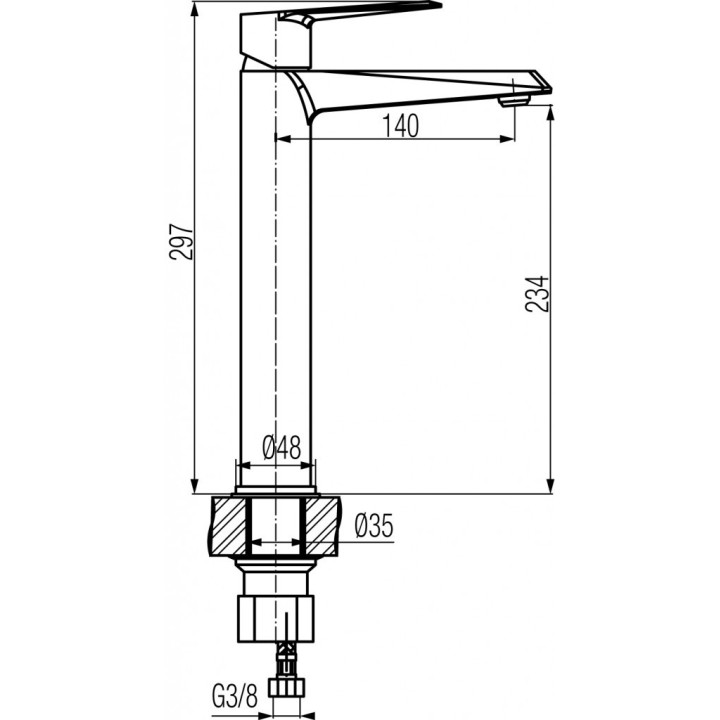Bateria umywalkowa Valvex Quasar, stojąca, wysokość 297mm, chrom