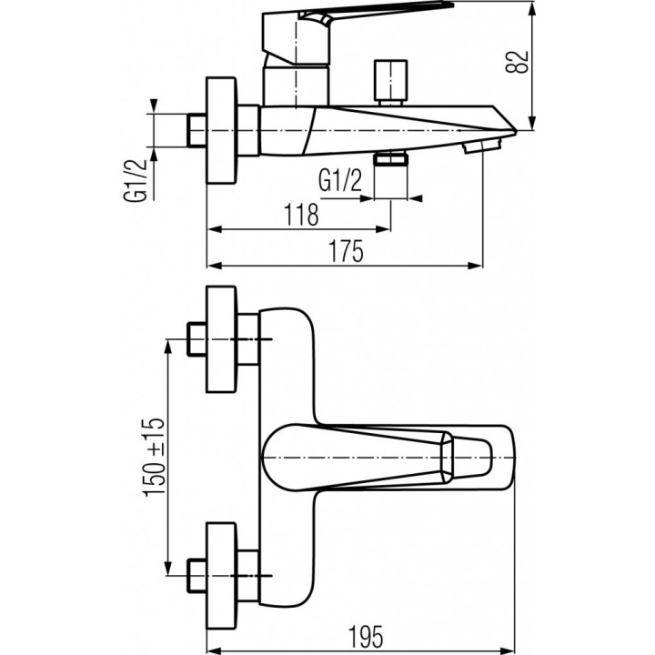 Bateria wannowa Valvex Aurora, natynkowa, 2 wyjścia wody, chrom