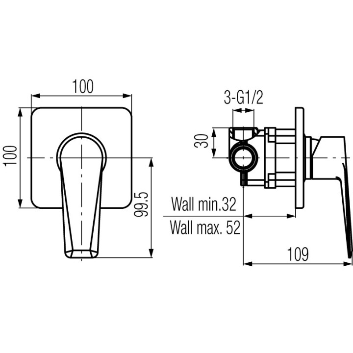 Bateria natryskowa Valvex Aurora, podtynkowa, jednouchwytowa, chrom